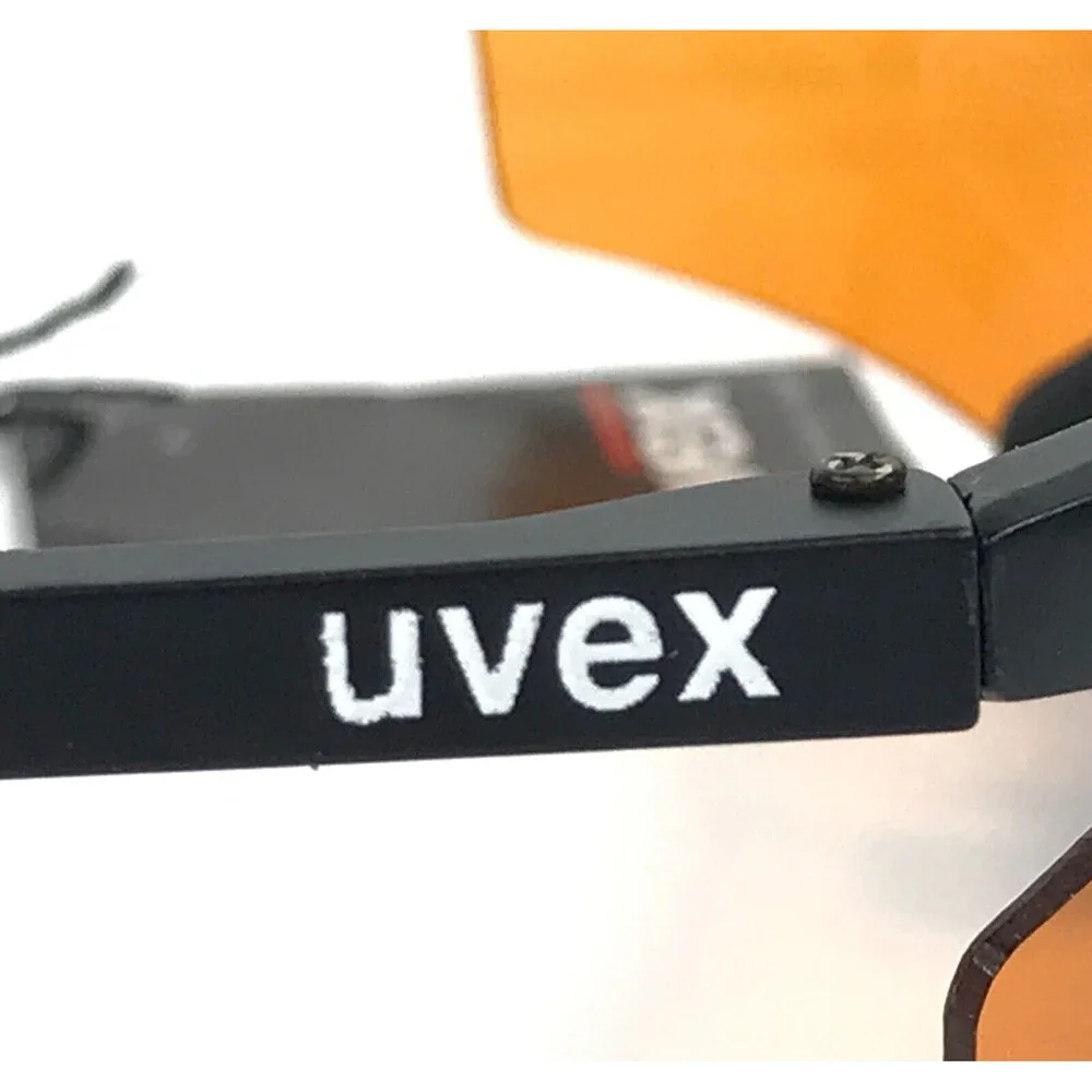 Vintage Uvex Sunglasses Race Across Matte Black Wrap Frame Orange Shield Lens